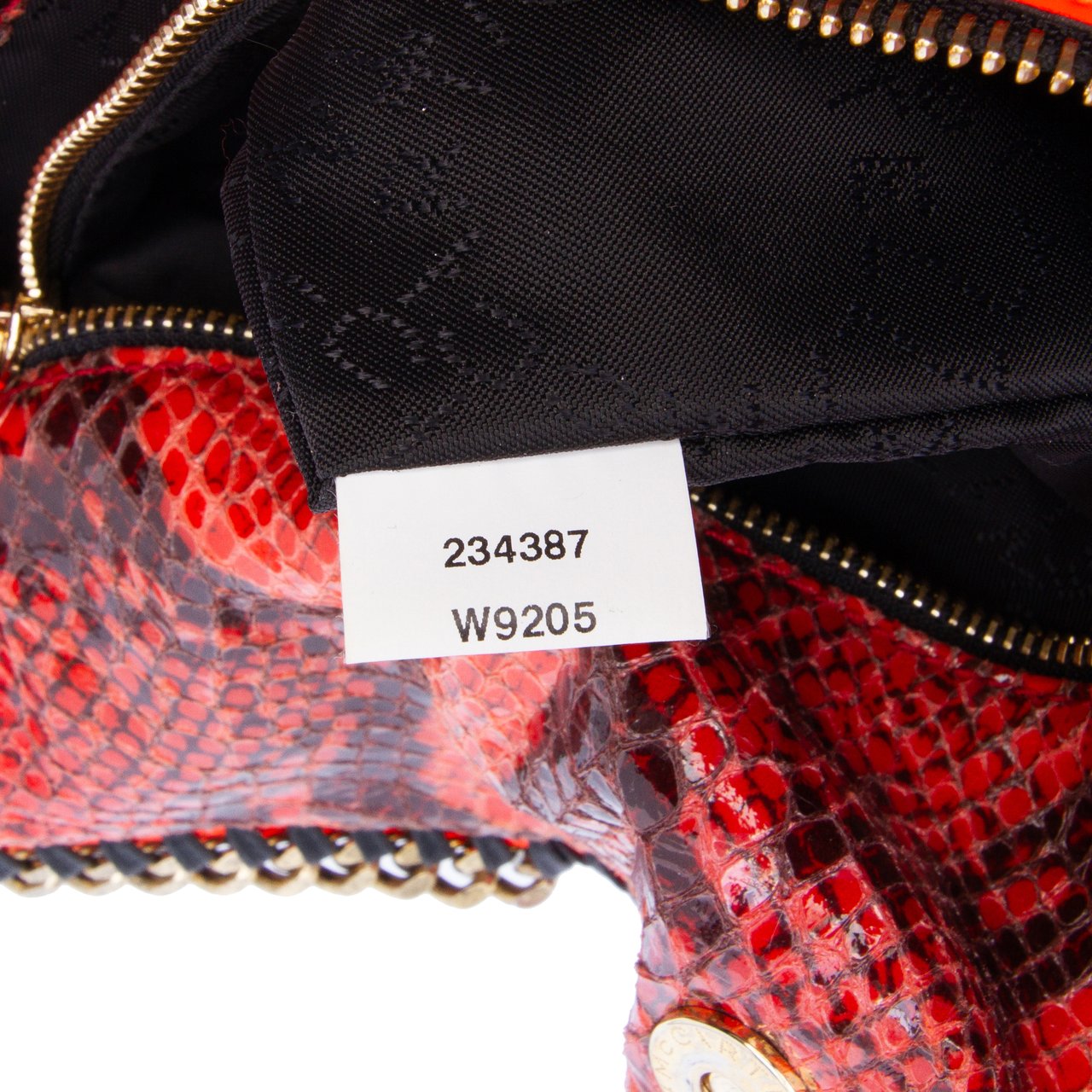 Stella McCartney Faux Snakeskin Falabella Fold Over Satchel Oranje