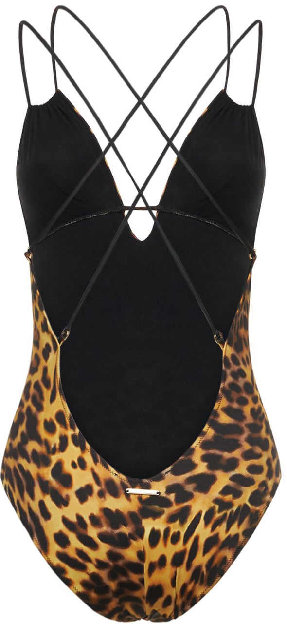 Stella McCartney Leopard print swimsuit with thin straps Bruin