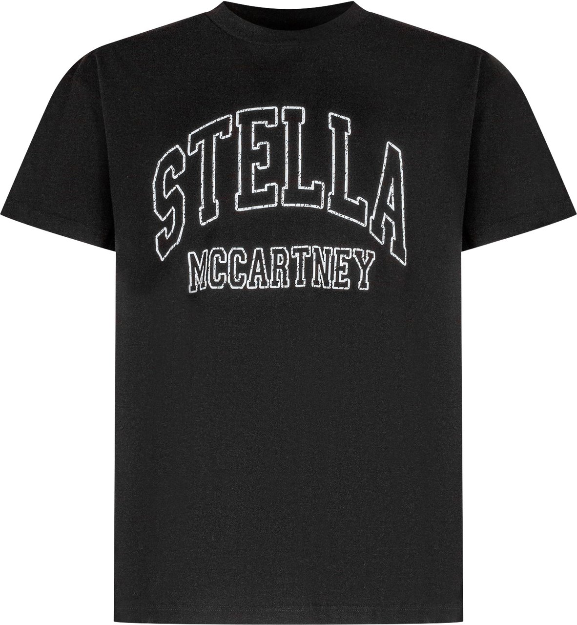 Stella McCartney Stella McCartney T-Shirt Nera con Logo a Contrasto Zwart