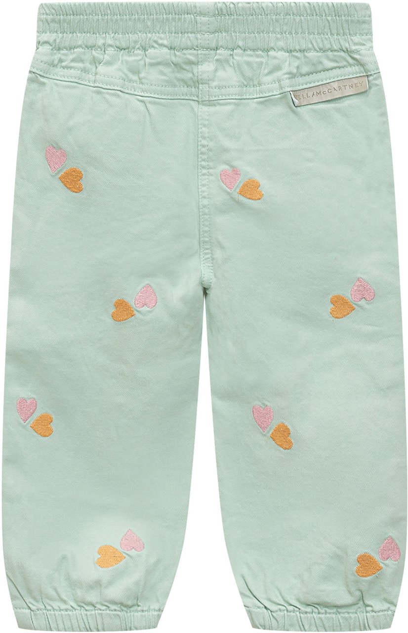 Stella McCartney Pantaloni con Ricamo a Cuori Lime