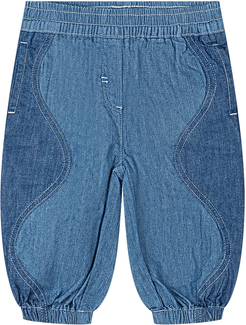 Stella McCartney Pantaloni in Denim con Vita Elasticizzata e Polsini Blauw