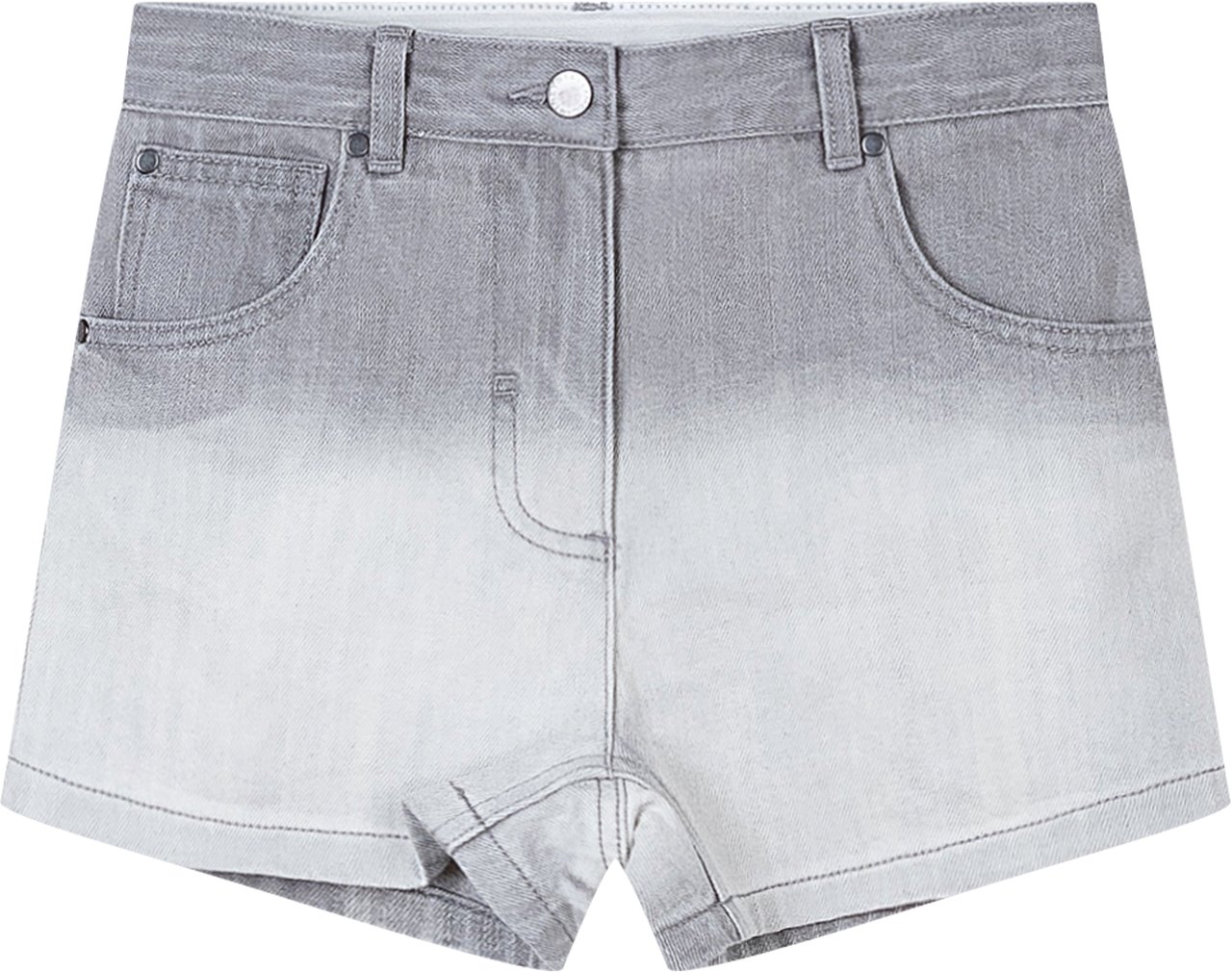 Stella McCartney Shorts in Denim con Cinque Tasche e Chiusura con Bottone Lichtgrijs