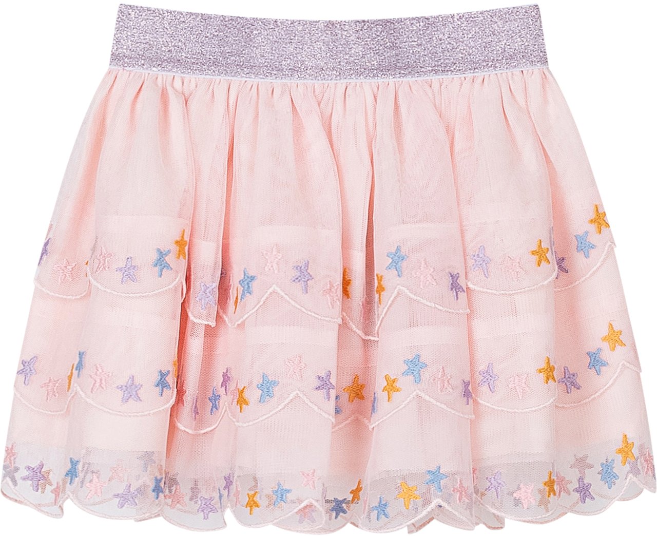 Stella McCartney Gonna in Tulle con Balze e Ricami a Stelle Roze