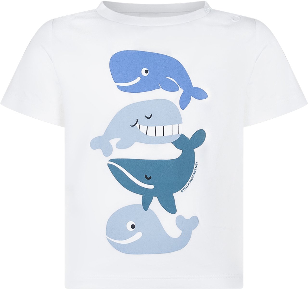Stella McCartney T-shirt con Stampa Balene e Girocollo Wit
