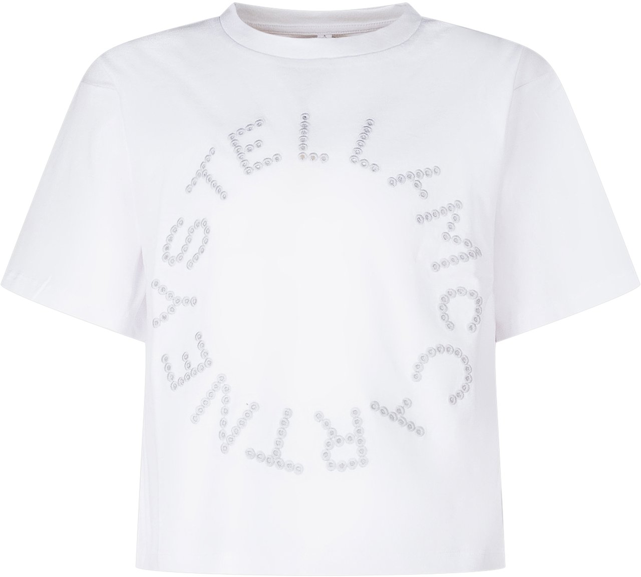 Stella McCartney T-shirt con Stampa Logo Circolare e Girocollo Wit