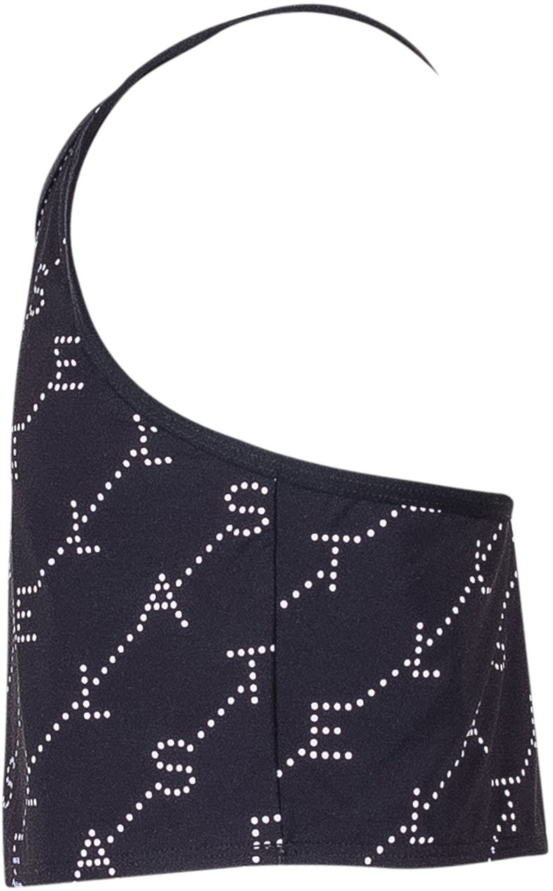 Stella McCartney Top Sportivo con Stampa Logo All Over Zwart