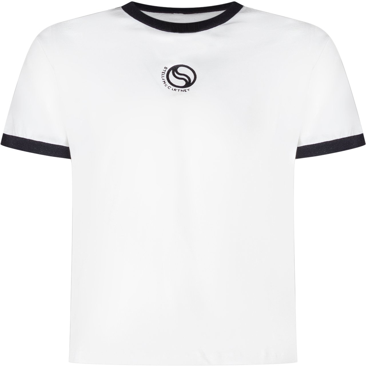 Stella McCartney T-shirt con Profili a Contrasto e Logo Frontale Wit