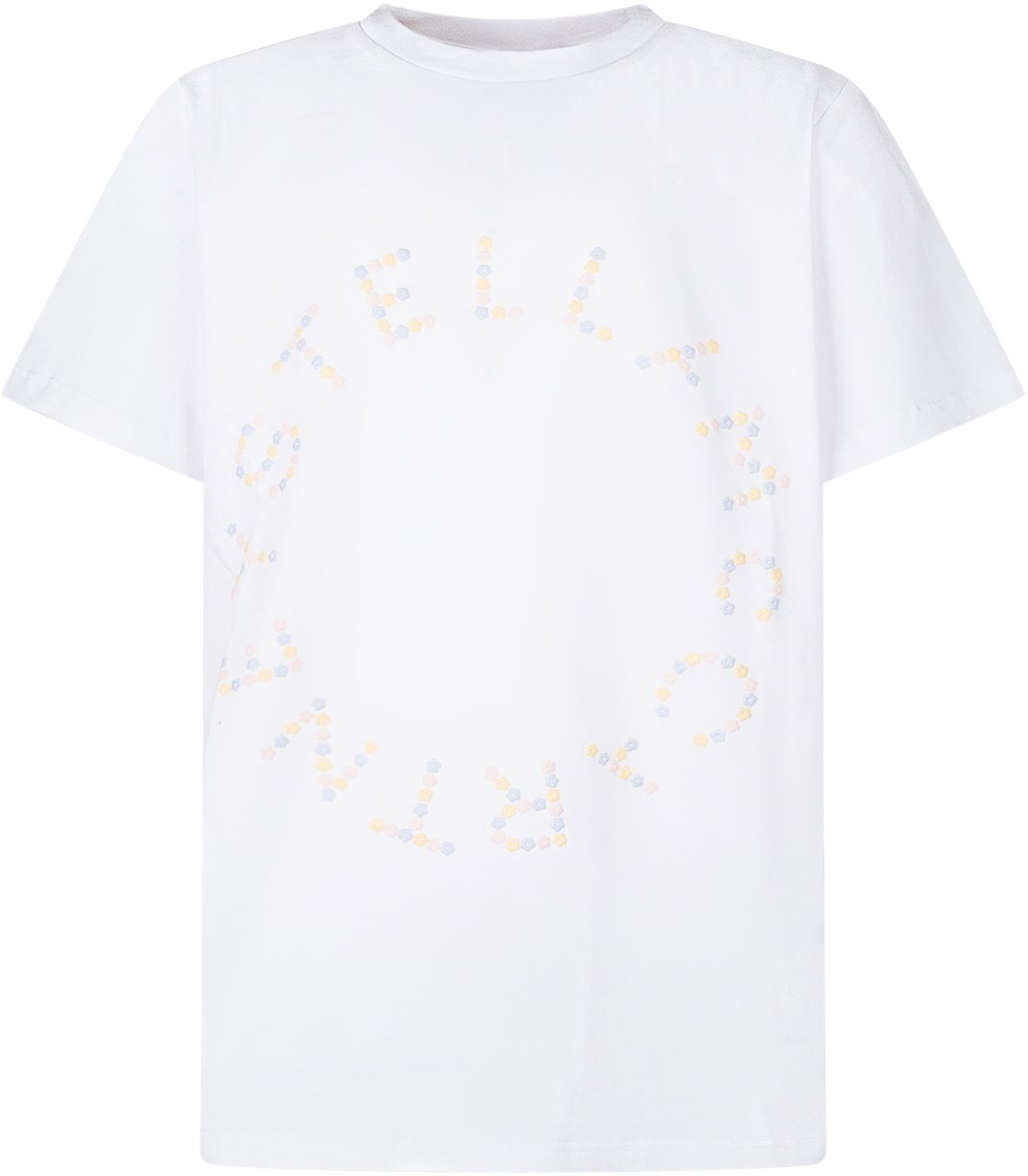 Stella McCartney T-shirt con Logo Circolare Multicolore Wit