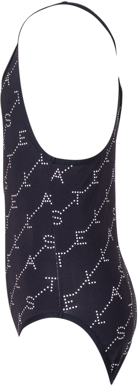 Stella McCartney Costume Intero con Zip e Stampa Logo All Over Zwart