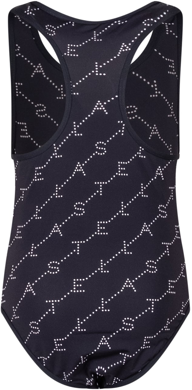 Stella McCartney Costume Intero con Zip e Stampa Logo All Over Zwart