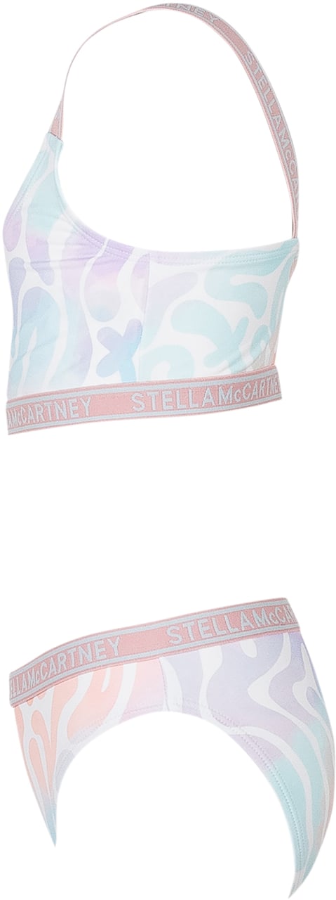 Stella McCartney Completo Bikini con Stampa Multicolor e Logo Divers