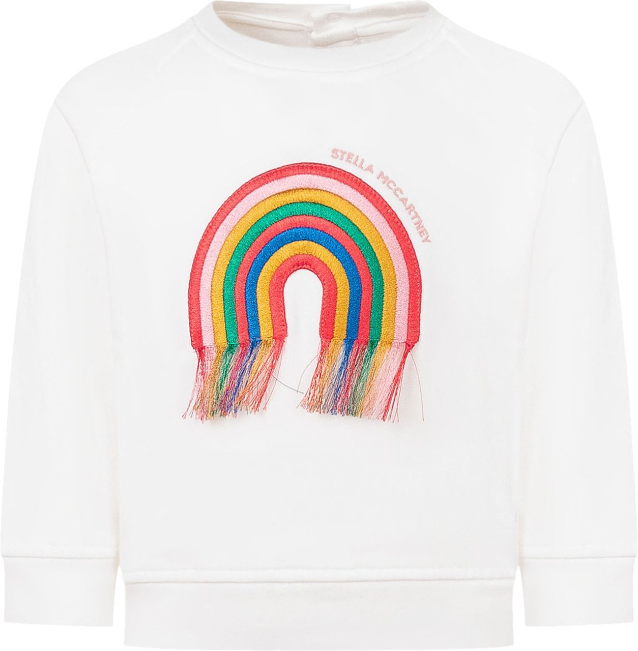 Stella McCartney Felpa con Ricamo ad Arco e Frange Wit