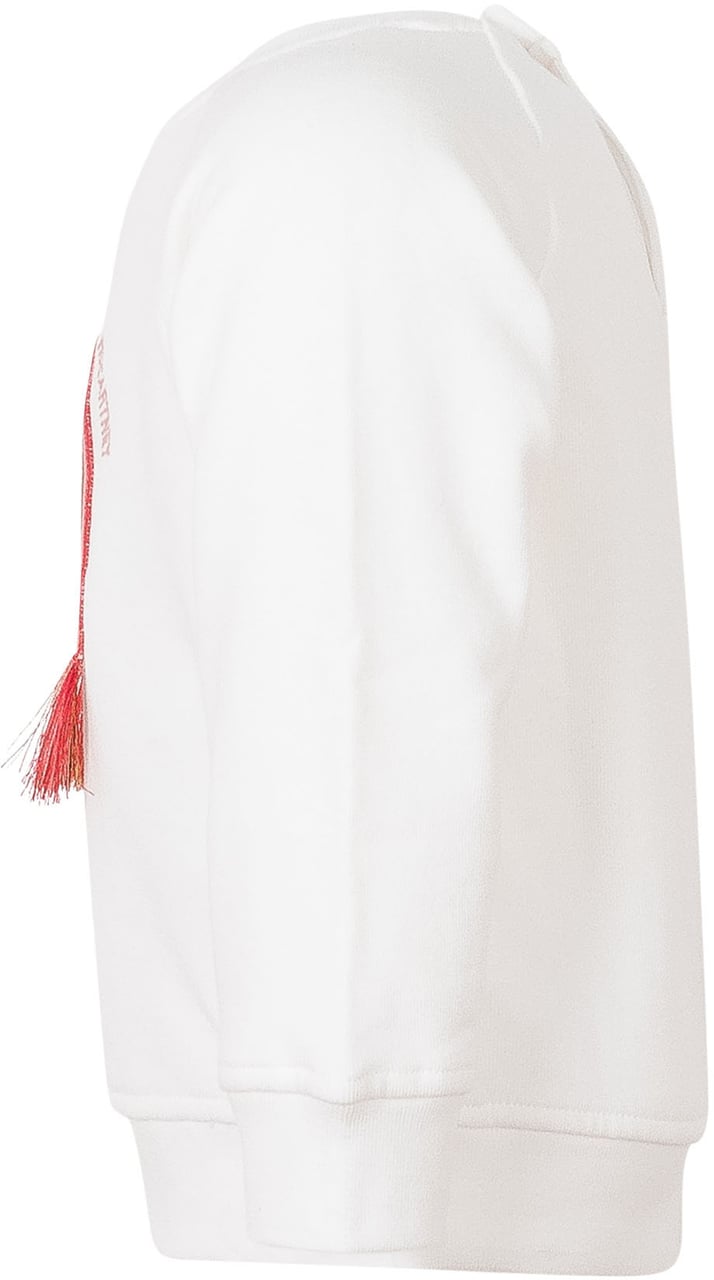 Stella McCartney Felpa con Ricamo ad Arco e Frange Wit