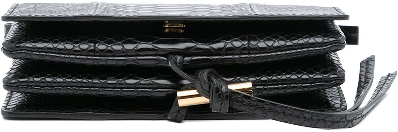 Stella McCartney Snakeskin Embossed Faux Leather Flo Crossbody Zwart
