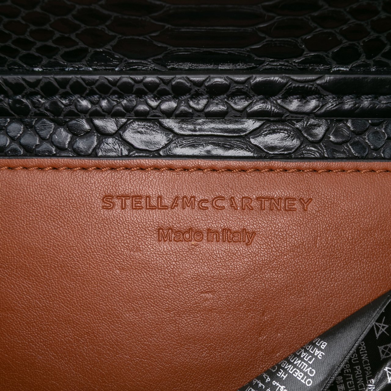 Stella McCartney Snakeskin Embossed Faux Leather Flo Crossbody Zwart
