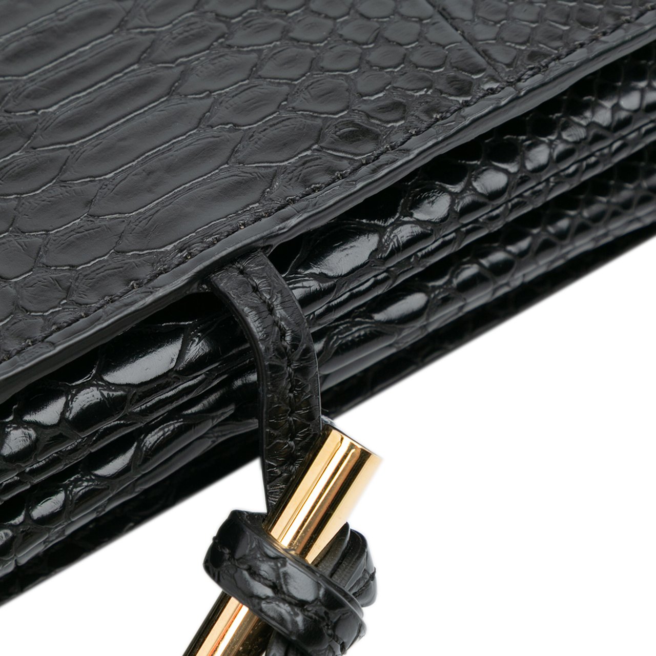 Stella McCartney Snakeskin Embossed Faux Leather Flo Crossbody Zwart