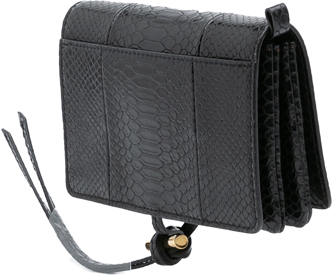 Stella McCartney Snakeskin Embossed Faux Leather Flo Crossbody Zwart