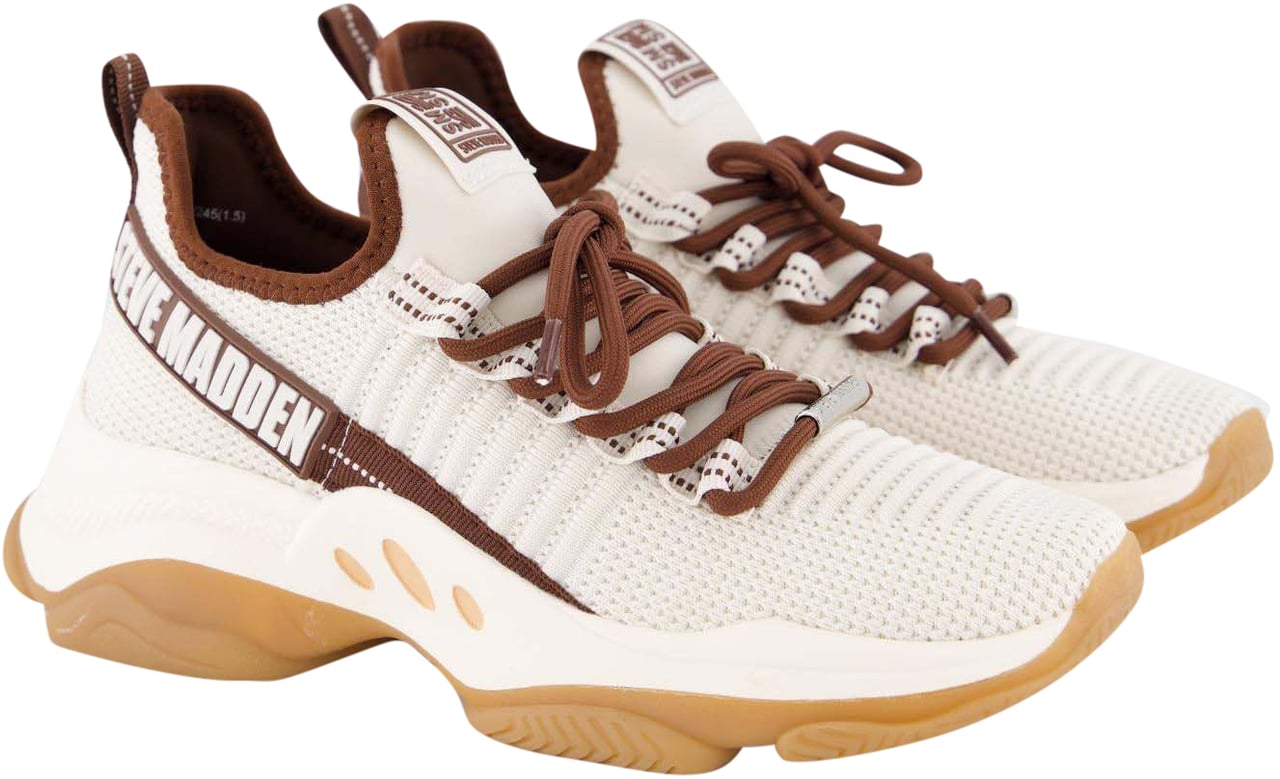 Steve Madden Dames Mac-E Sneaker Wit/Bruin Wit