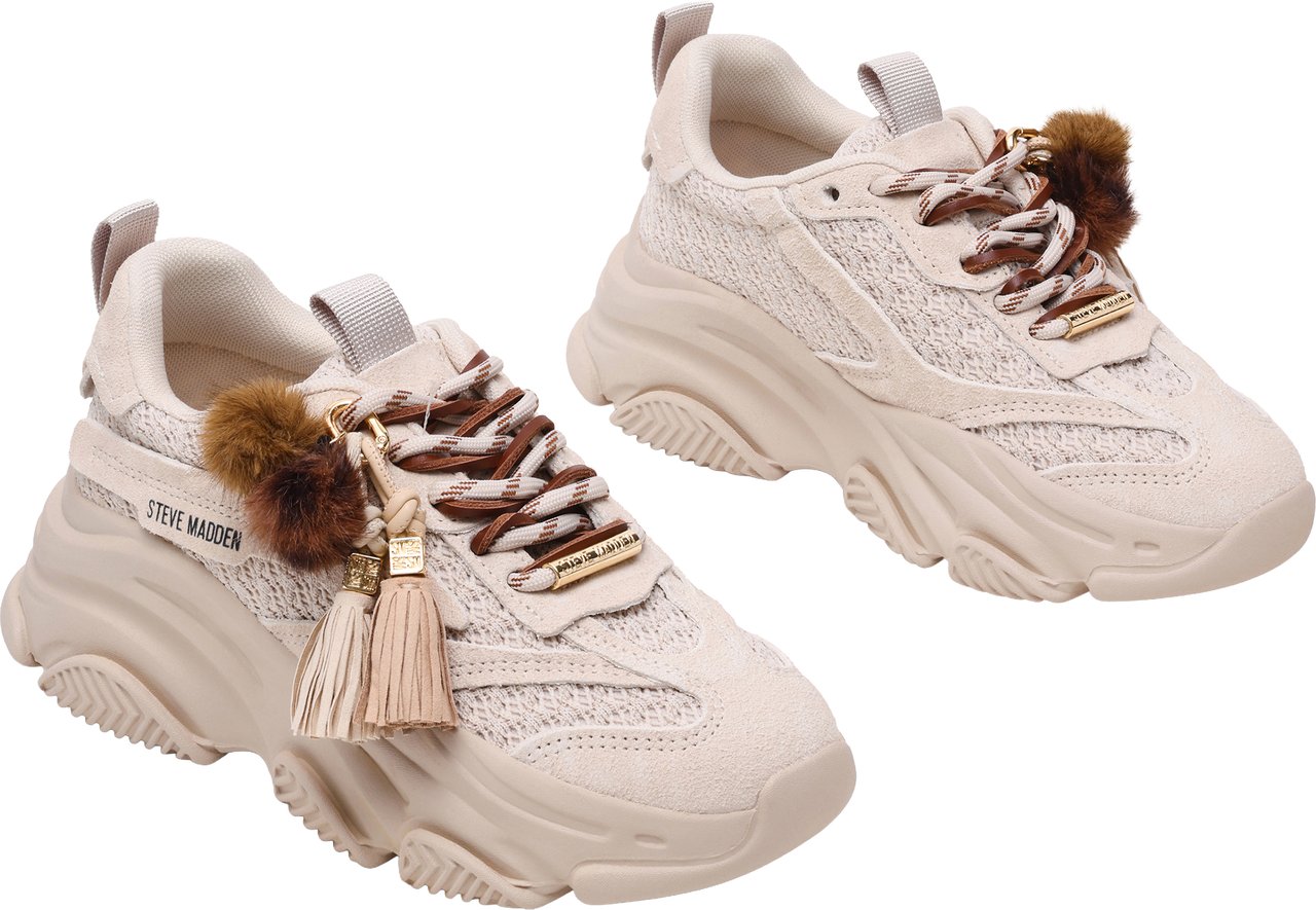 Steve Madden Sneakers Bone Camoscio Wit