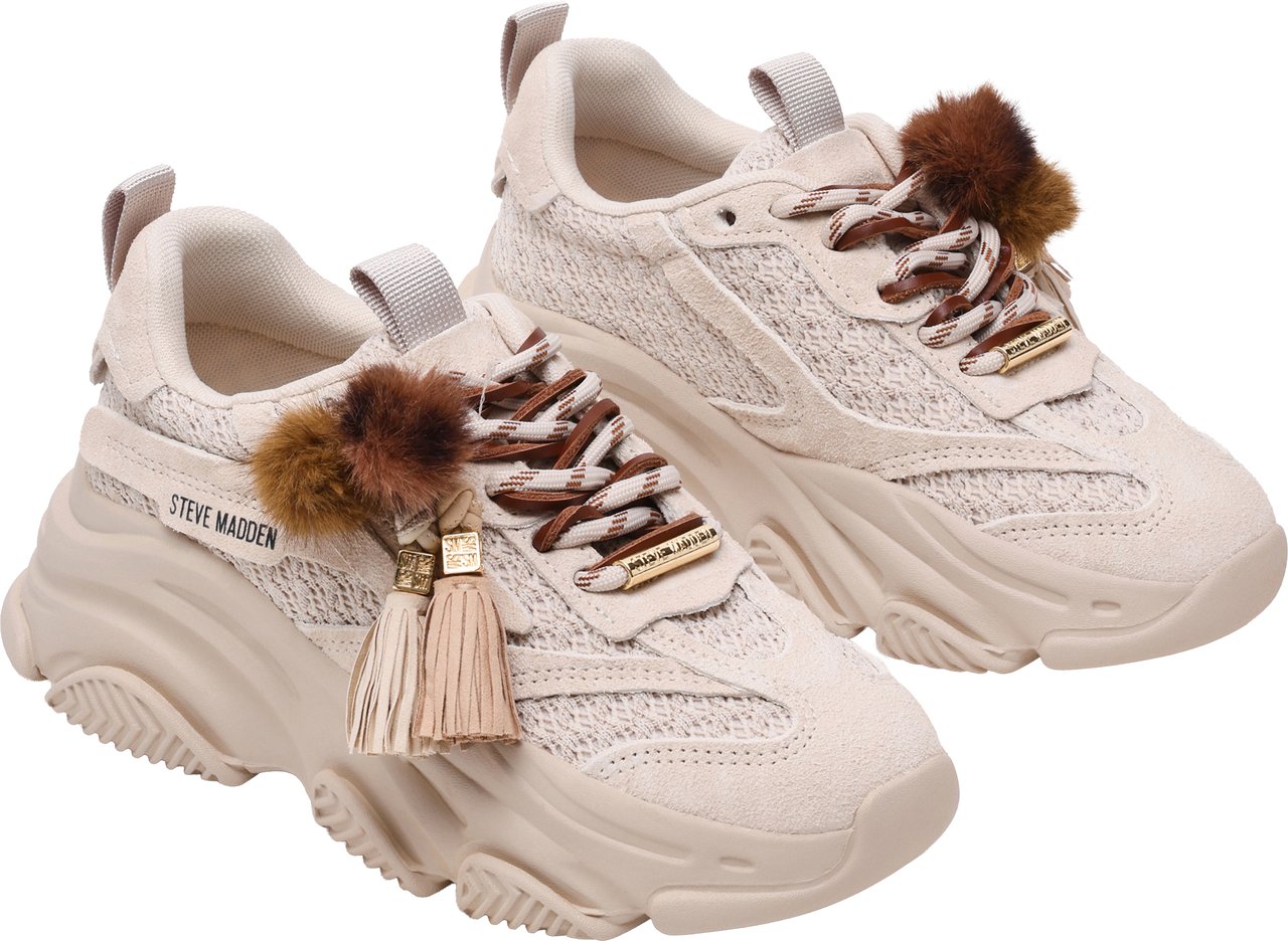 Steve Madden Sneakers Bone Camoscio Wit