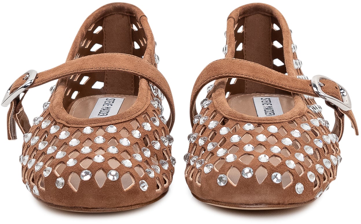 Steve Madden Ballerina Traforata con Strass e Cinturino Beige