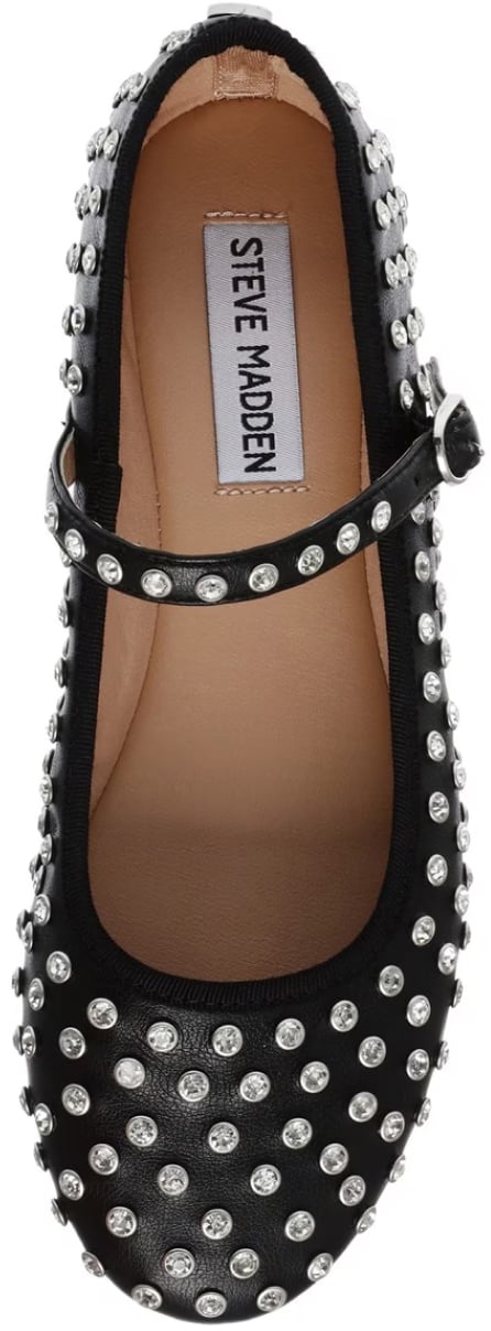 Steve Madden Vinetta-r Rhinestone Mary Jane Ballerina Zwart