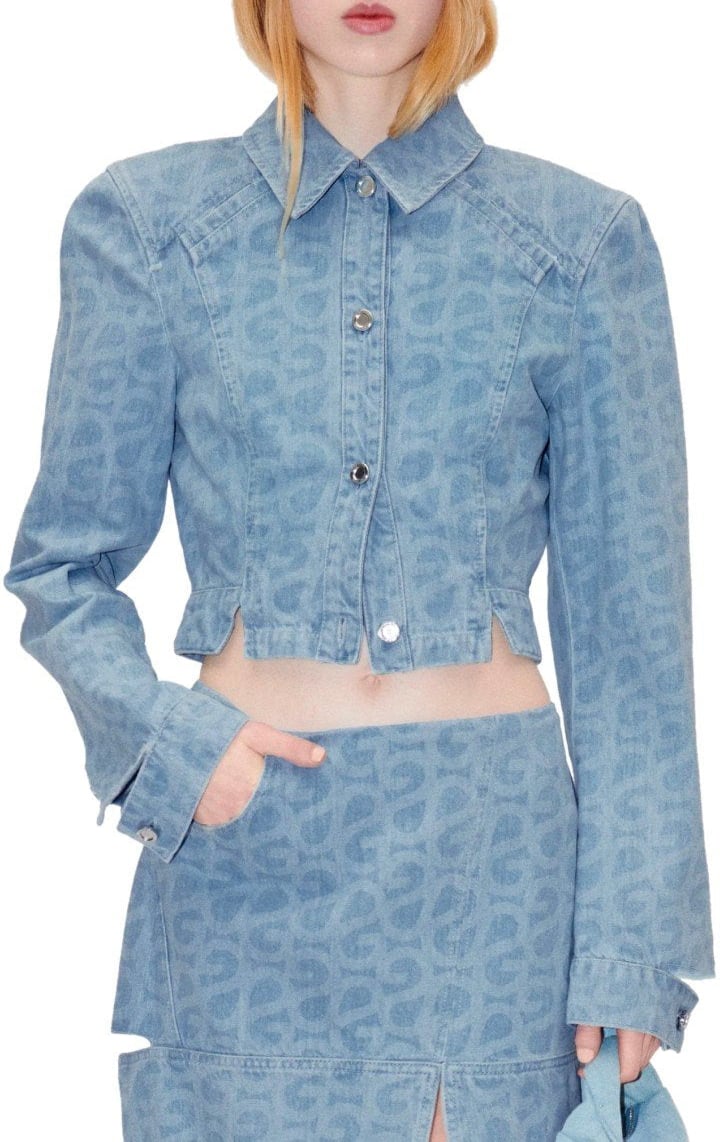 Stine Goya STINE GOYA SAMMIE CROPPED DENIM JACKET Lichtblauw