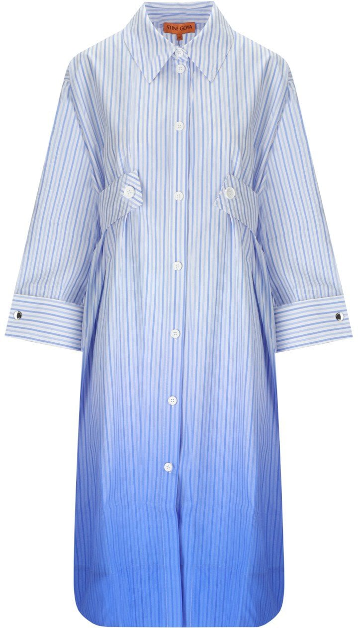 Stine Goya STINE GOYA RIONNA LIGHT BLUE STRIPED DRESS Lichtblauw