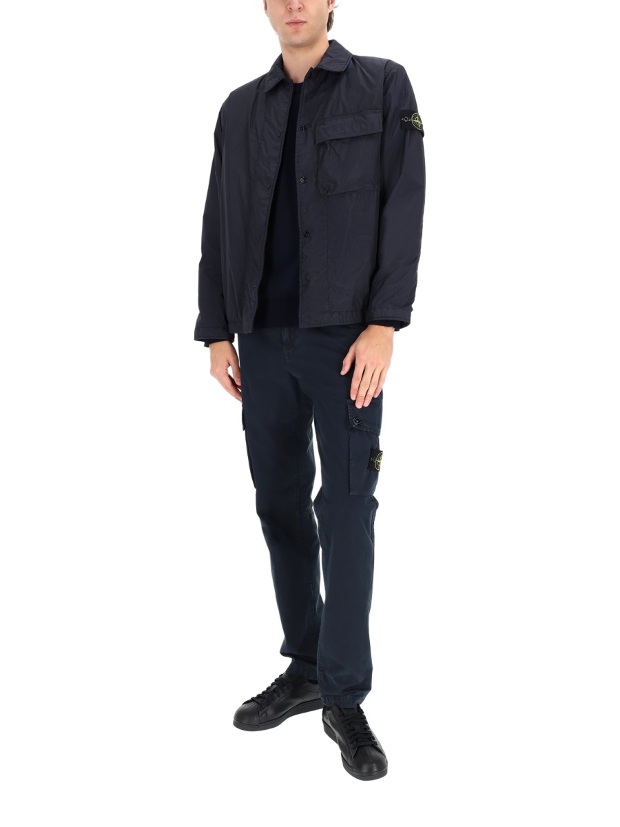 Stone Island Neutral Boxy Padded Sleeve Patch Shirt Zwart