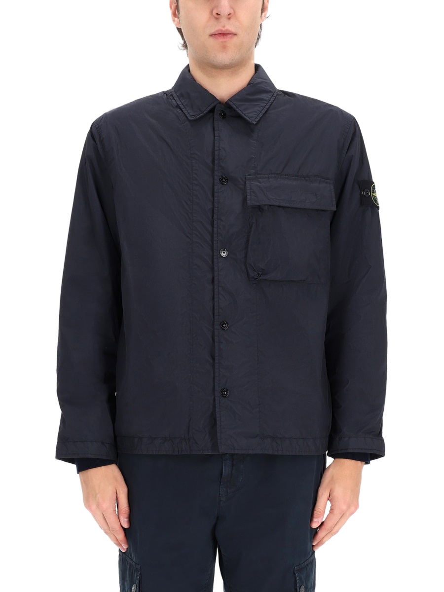 Stone Island Neutral Boxy Padded Sleeve Patch Shirt Zwart