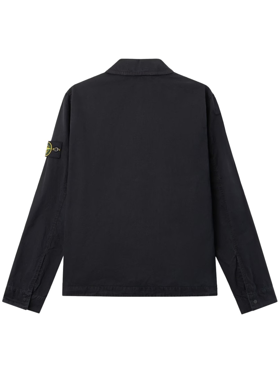 Stone Island Black Minimalist Patch Cotton Shirt Zwart