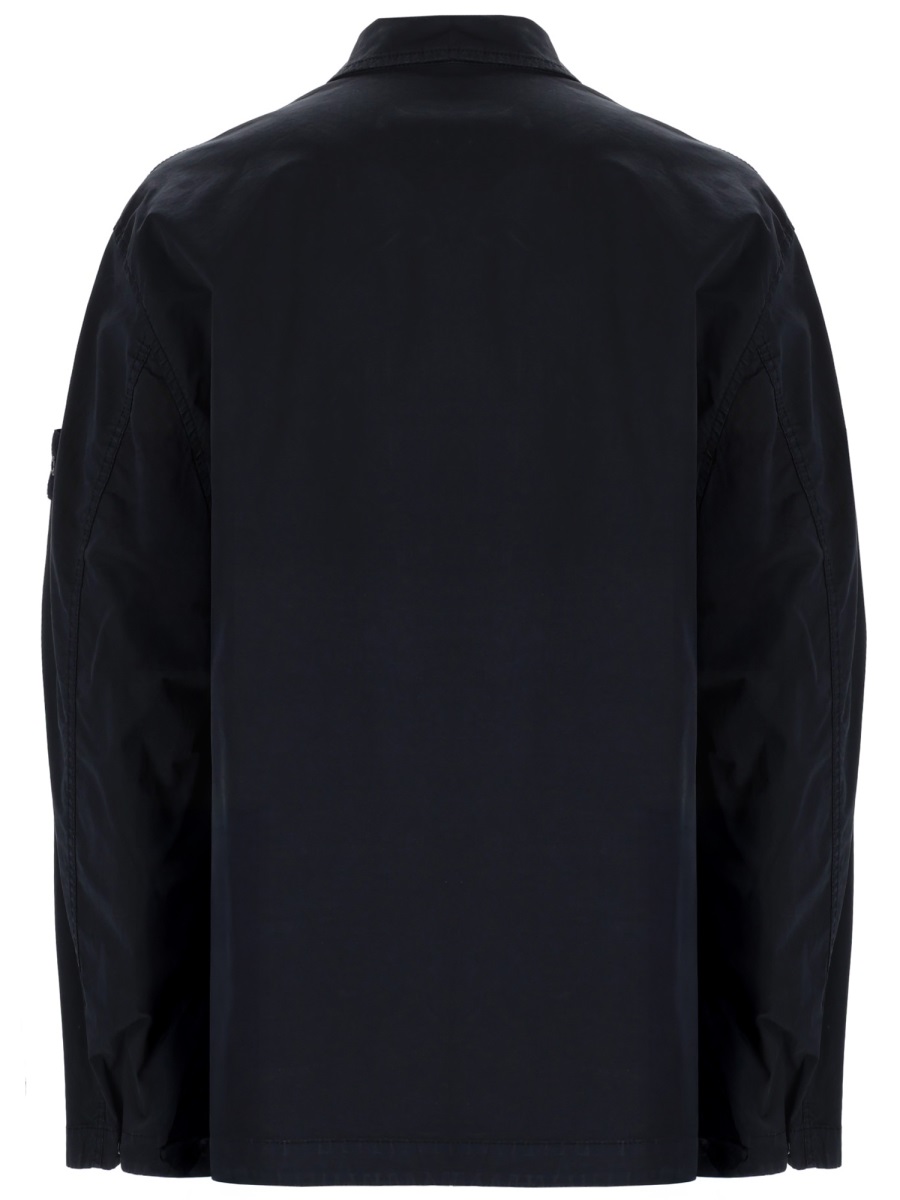 Stone Island Cotton-Blend Boxy Casual Shirt Zwart