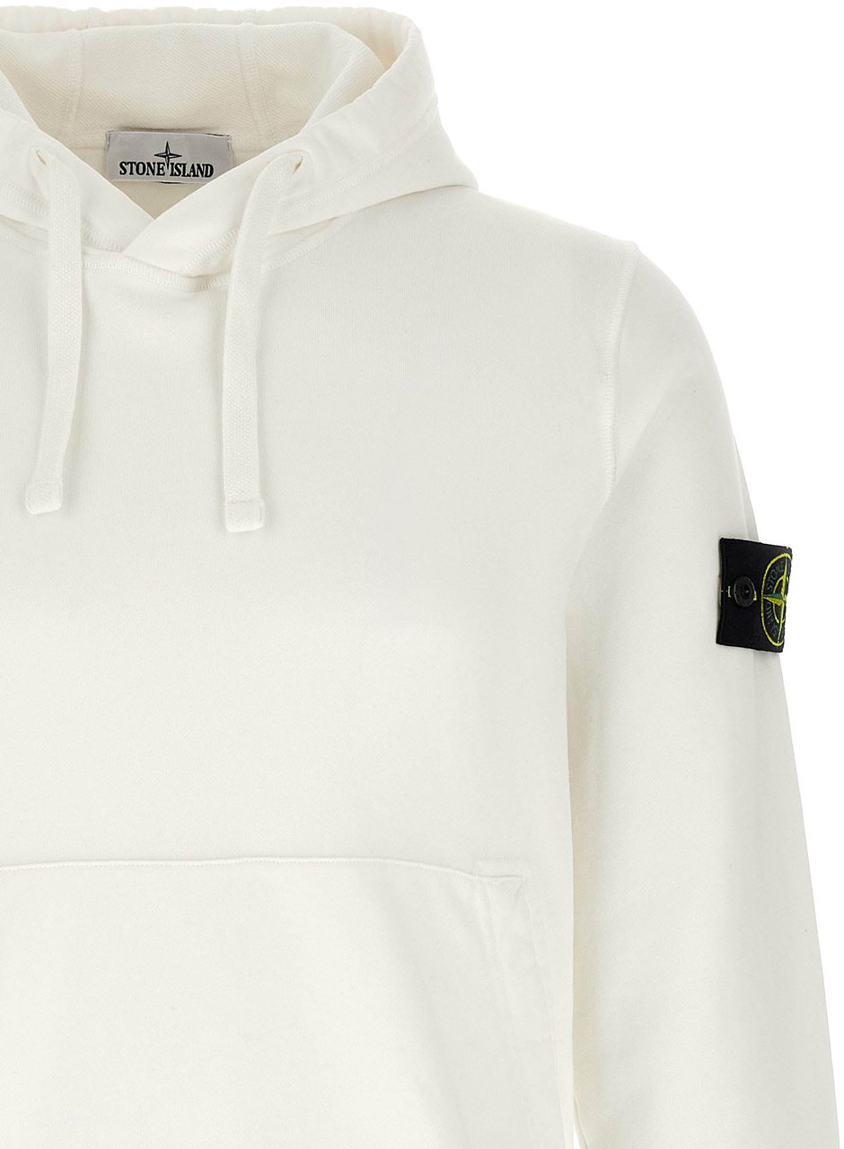 Stone Island White Cotton Sweatshirt Wit