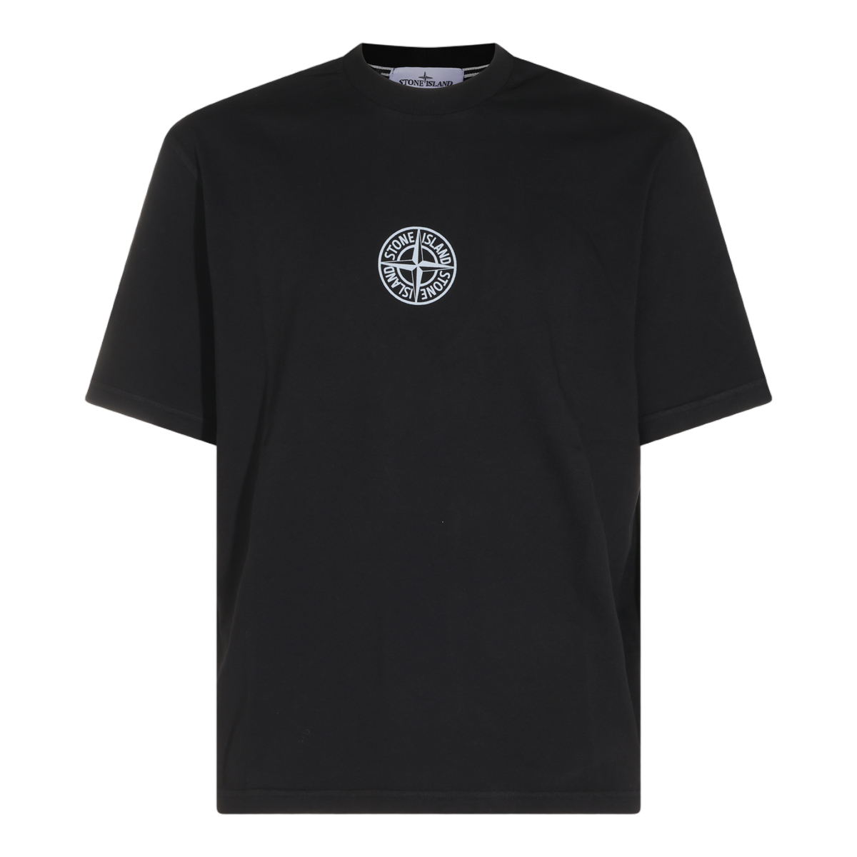 Stone Island Short-Sleeve Black T-Shirt with Graphic Detail Zwart
