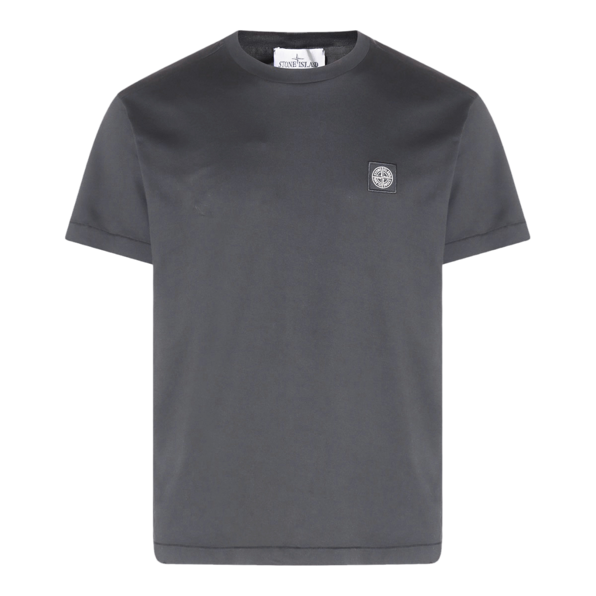 Stone Island Crew Neck T-Shirt With Minimalist Design And Patch Logo Grijs