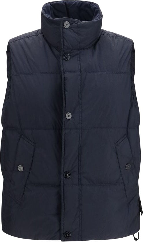 Stone Island Sleeveless Quilted Vest with High Collar Zwart