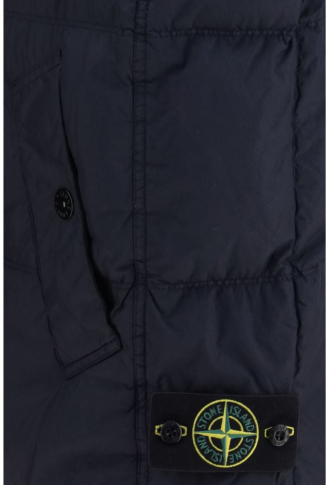 Stone Island Sleeveless Quilted Vest with High Collar Zwart