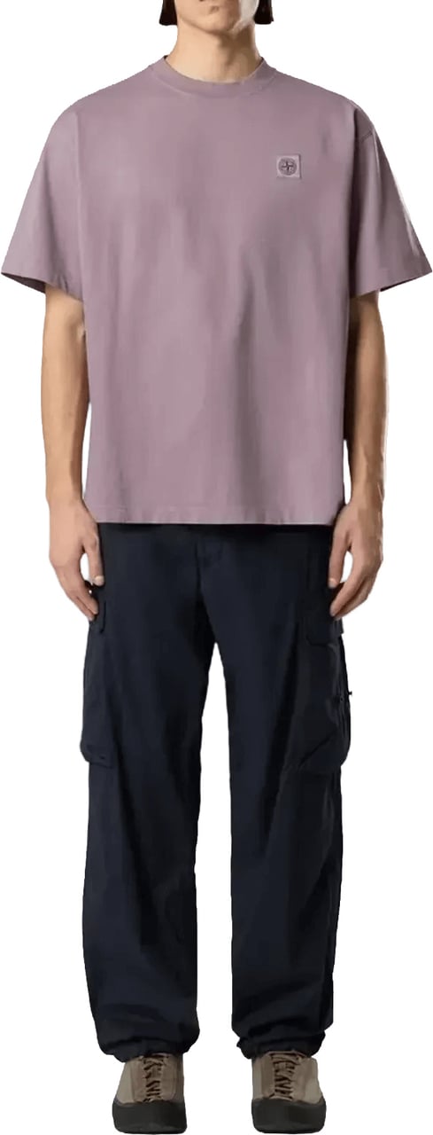 Stone Island T-shirt van gekamd biologisch katoenjersey, paarsgrijs Paars