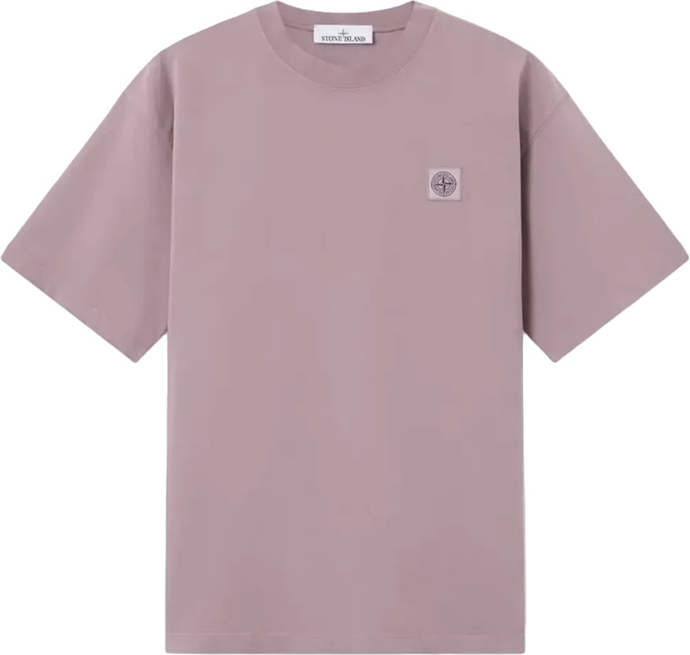 Stone Island T-shirt van gekamd biologisch katoenjersey, paarsgrijs Paars