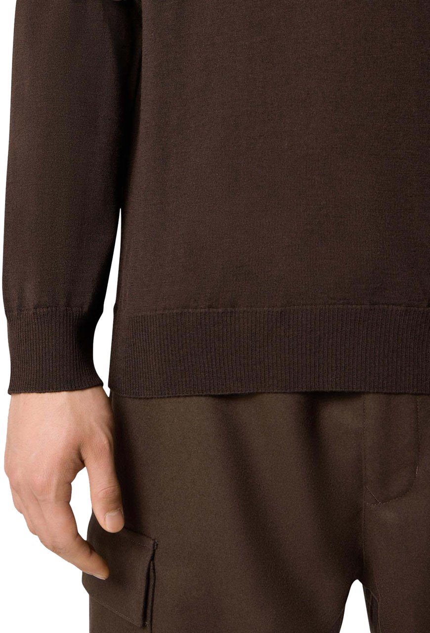 Stone Island Heren Logo Patch Sweater Wool Bruin Bruin