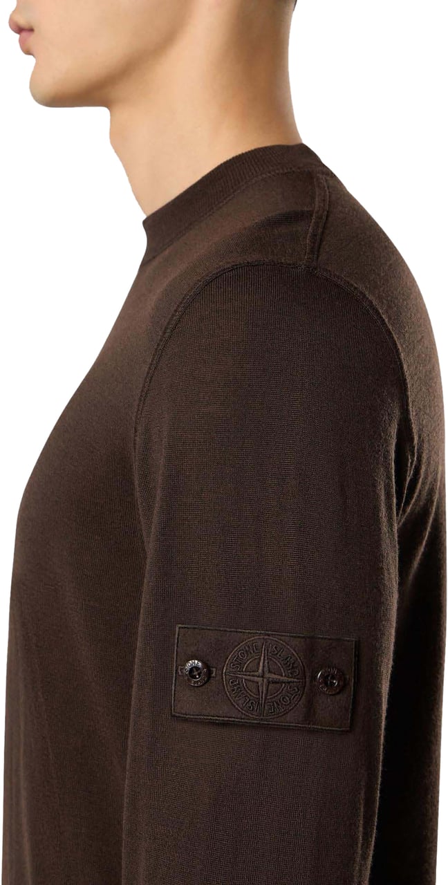 Stone Island Heren Logo Patch Sweater Wool Bruin Bruin
