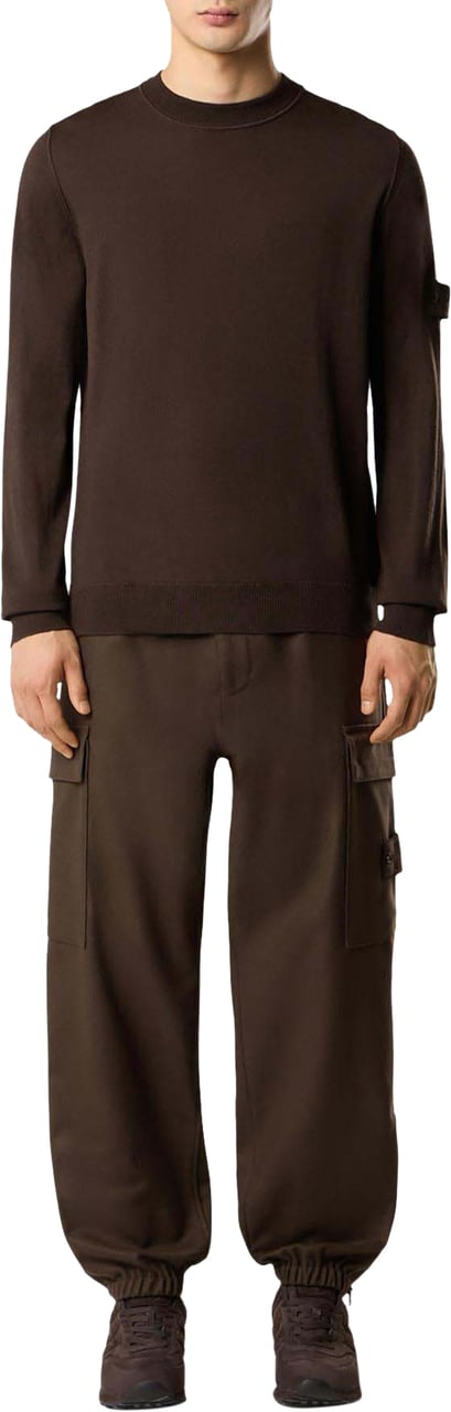 Stone Island Heren Logo Patch Sweater Wool Bruin Bruin