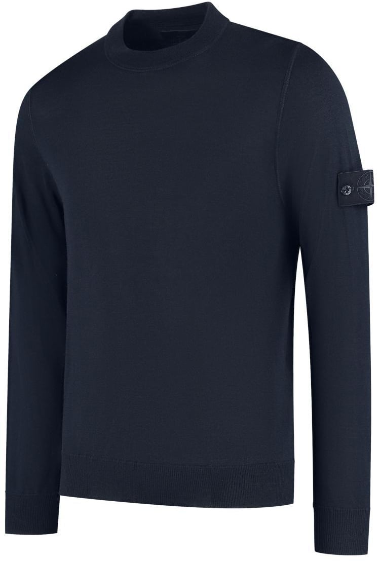 Stone Island Heren Logo Patch Sweater Wool Blauw Blauw