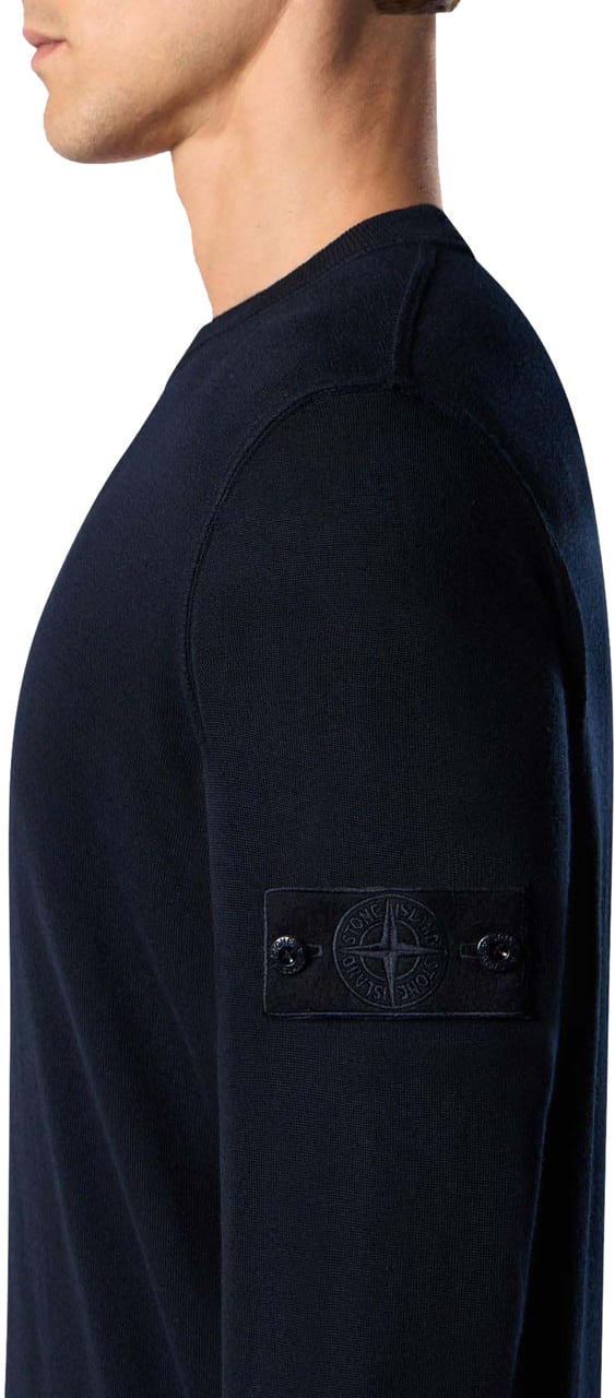 Stone Island Heren Logo Patch Sweater Wool Blauw Blauw