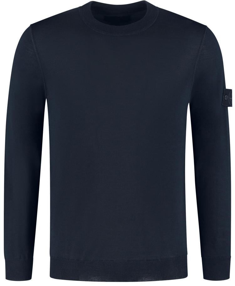Stone Island Heren Logo Patch Sweater Wool Blauw Blauw