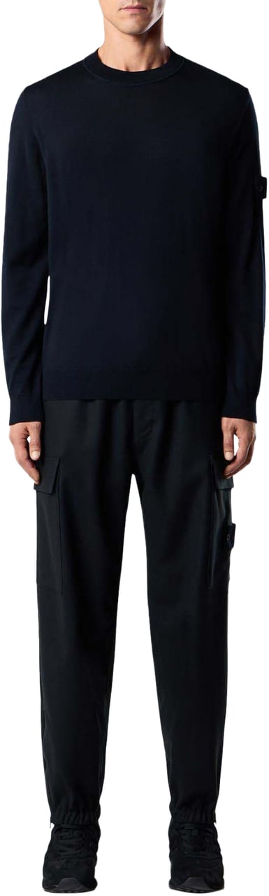 Stone Island Heren Logo Patch Sweater Wool Blauw Blauw