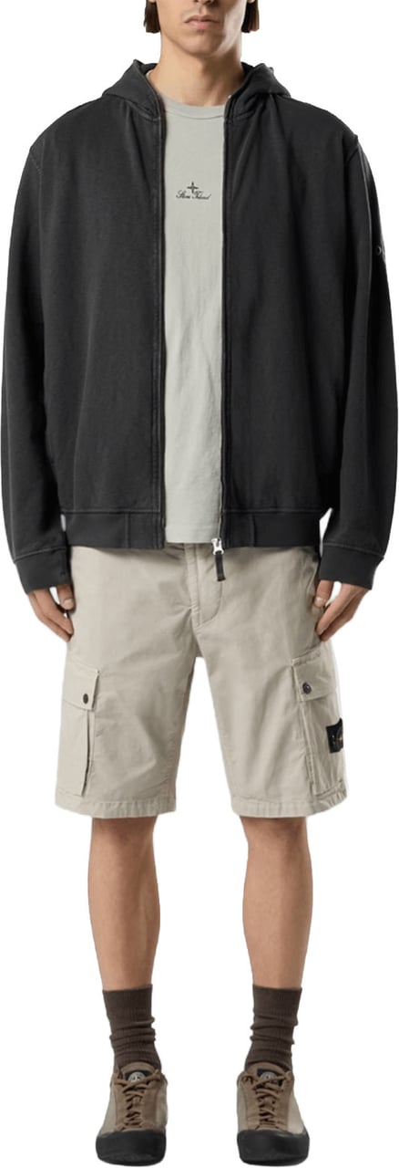 Stone Island STRETCH SHORTS VAN BIOLOGISCHE KATOENEN TWILL, PARELGRIJS Lichtgrijs