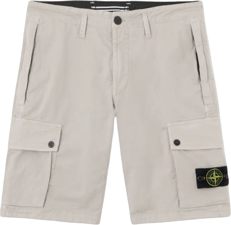 Stone Island STRETCH SHORTS VAN BIOLOGISCHE KATOENEN TWILL, PARELGRIJS Lichtgrijs