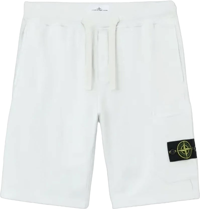 Stone Island Biologische katoenen fleece shorts, lichtblauw Wit