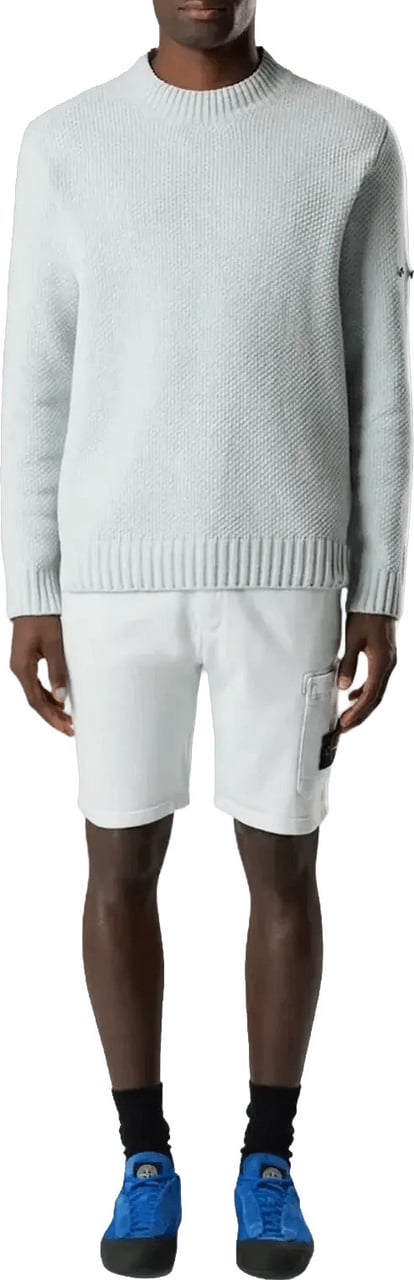 Stone Island Biologische katoenen fleece shorts, lichtblauw Wit